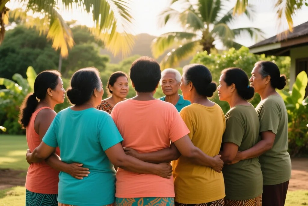 Members and allies of the Rainbow Pride Foundation at a community gathering in Fiji.